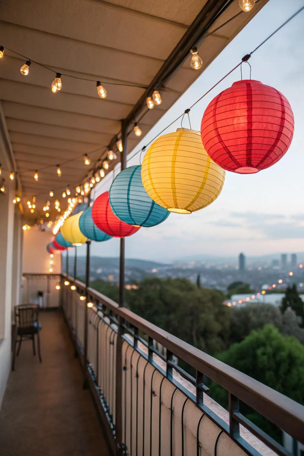 Paper globes bring a dreamy and celebratory spirit to your balcony.