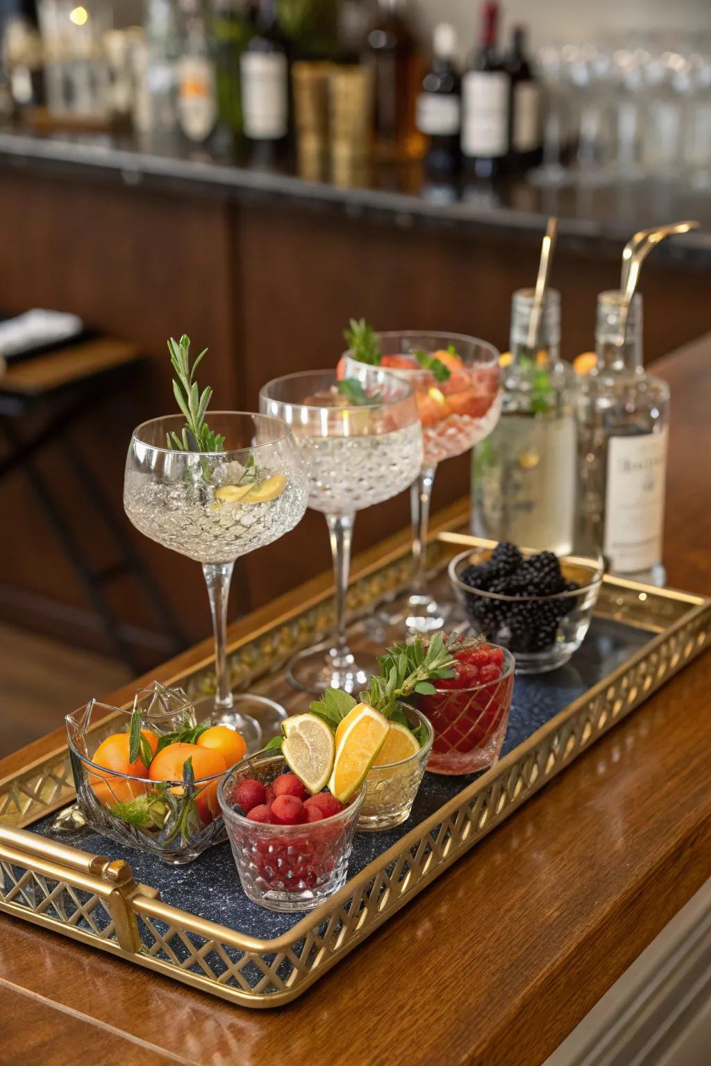 Ornamental trays ensure your bar stays both stylish and organized.