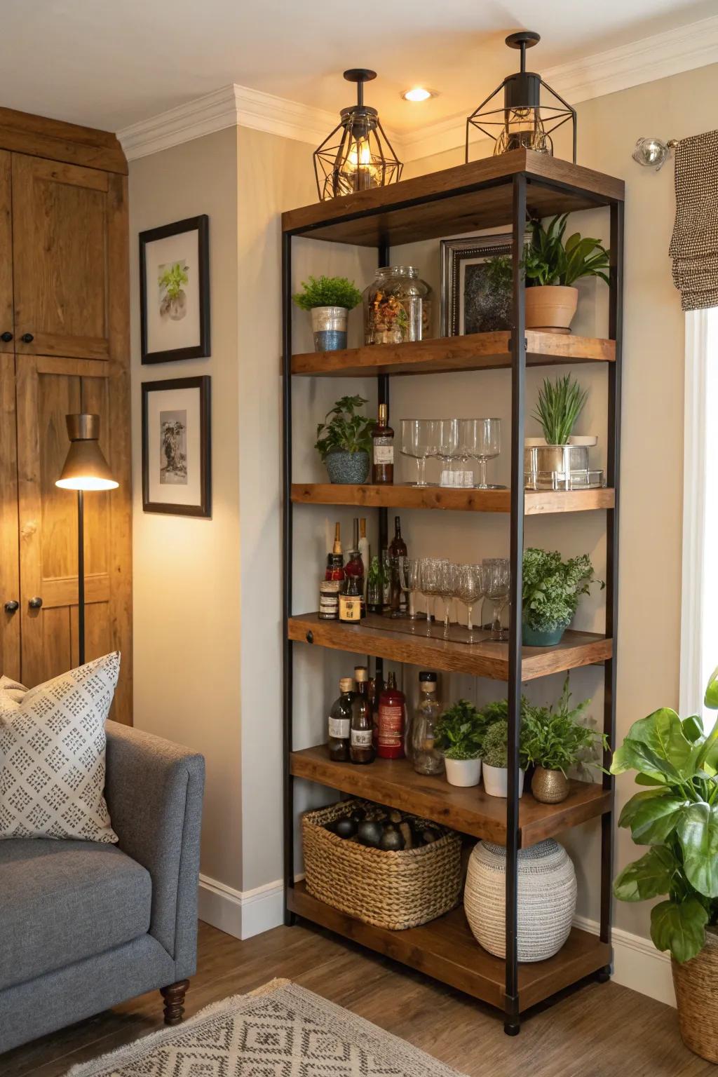 Revamp corners into chic bar displays.
