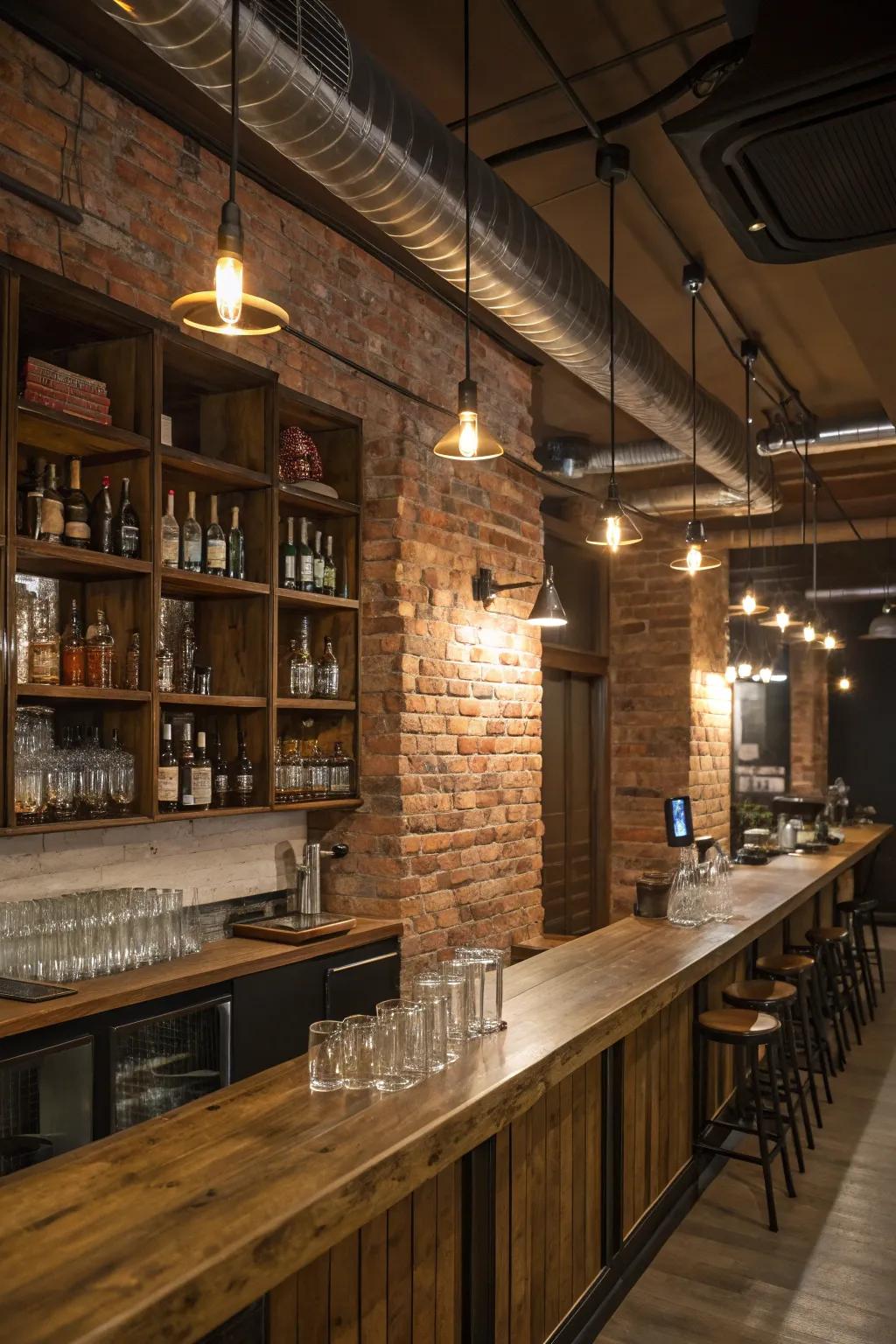 Exposed brick walls present an urban-style charm that is both welcoming and trendy.