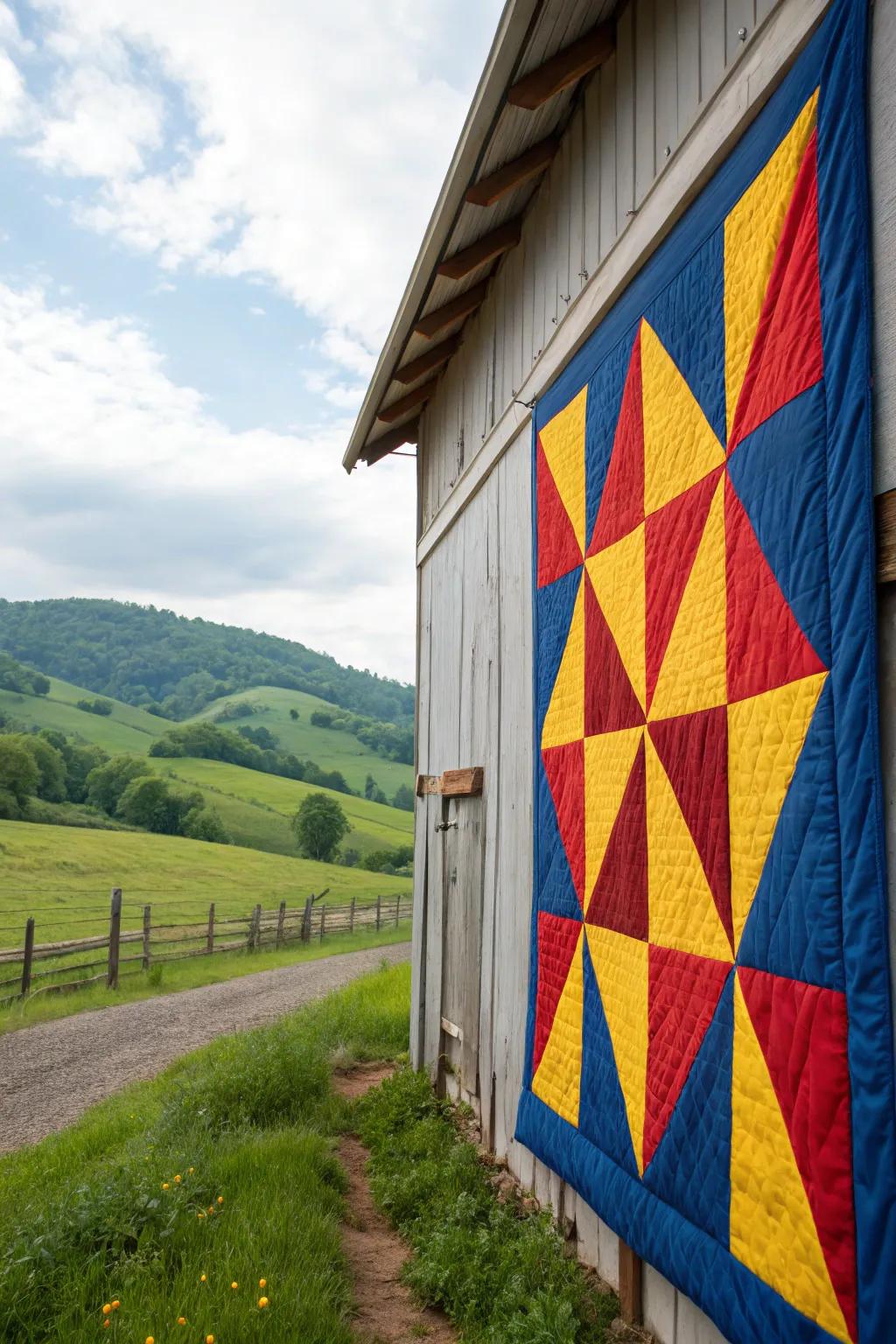 Vibrant color block barn quilt.