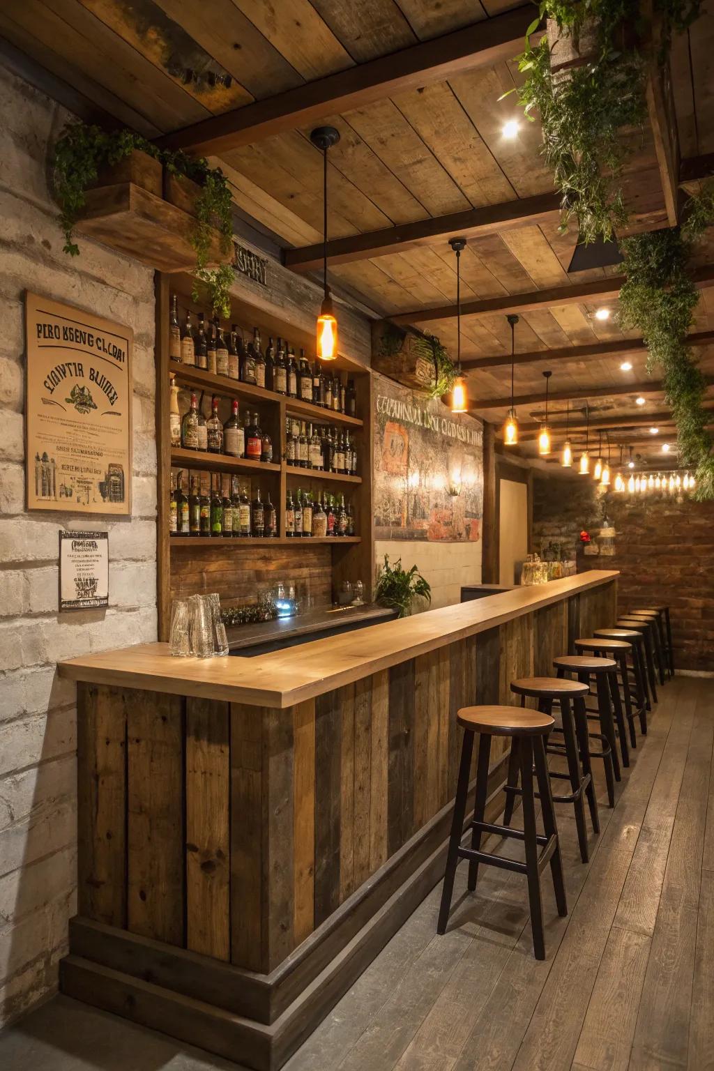 Reclaimed wood infuses rustic charm and warmth.