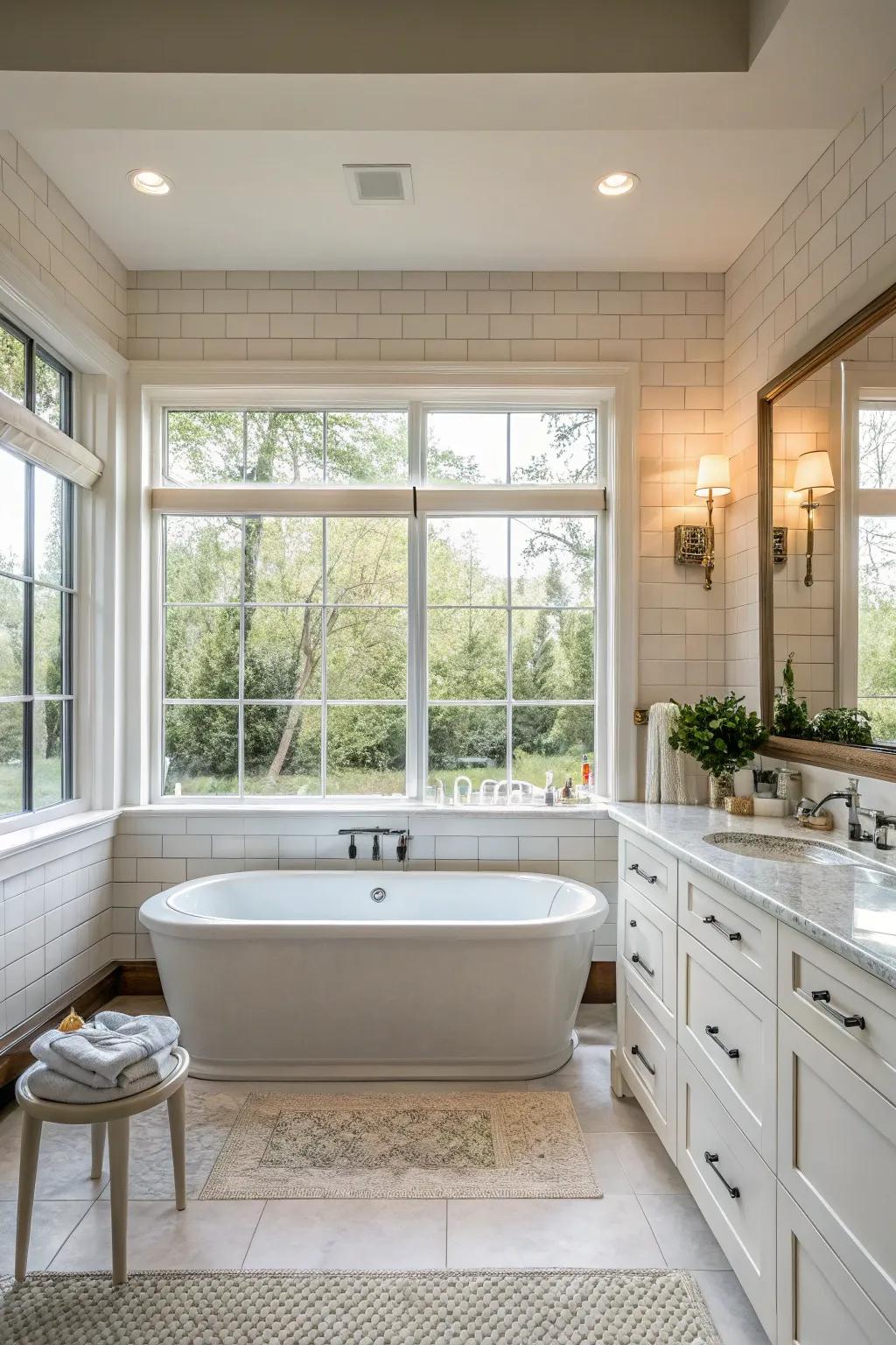 Sunlight enhances the beauty and sensation of your bathroom.