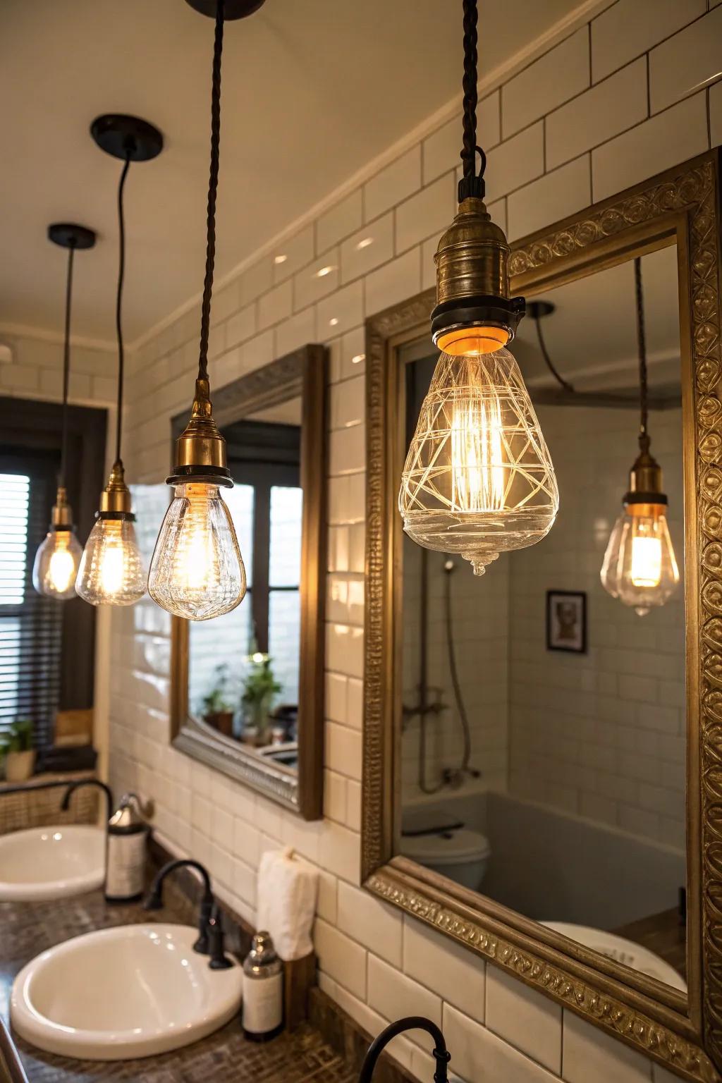 Classic pendants enhance bathroom lighting with charm and character.