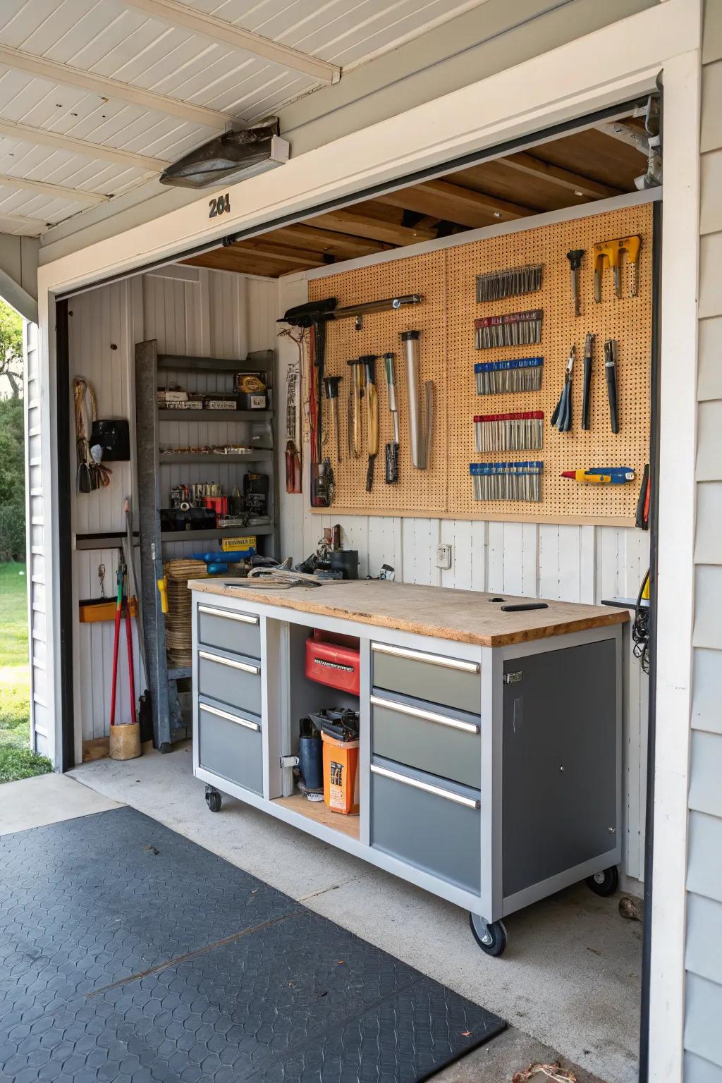 A flexible workshop area ideal for seaside projects.