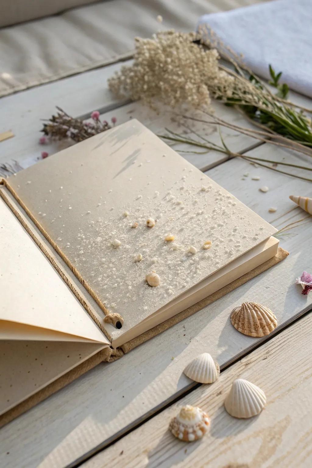 Embrace the essence of the seaside with unique sand-filled scrapbook pages.