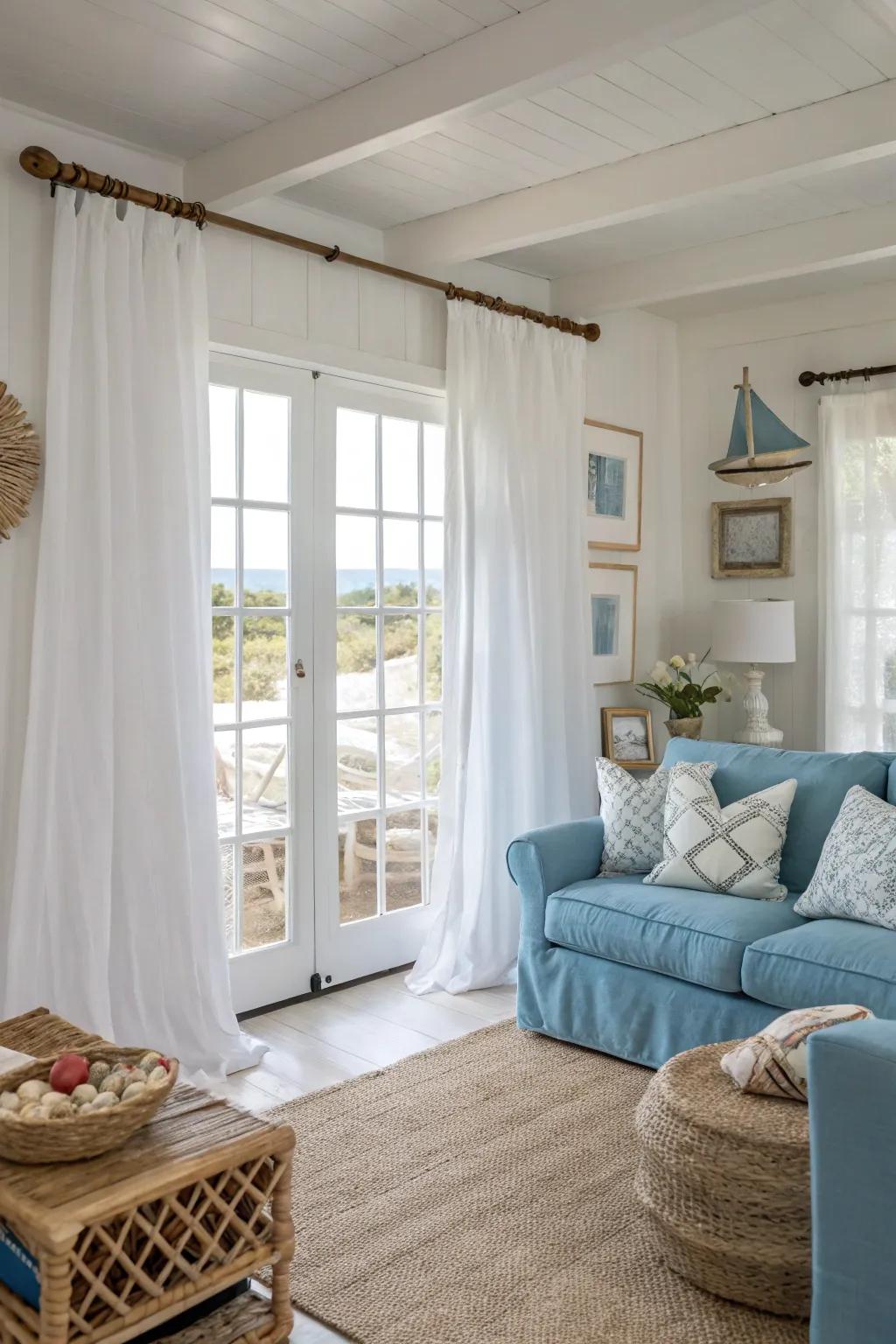 Airy fabrics contribute to a relaxed coastal environment.