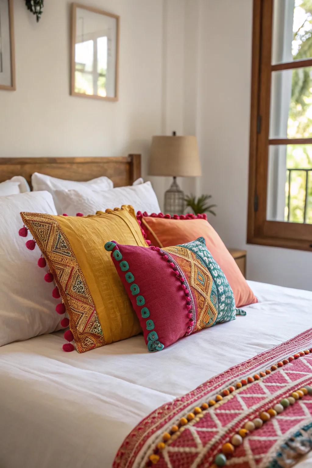 Throw cushions are an easy way to add flair to your bedroom.