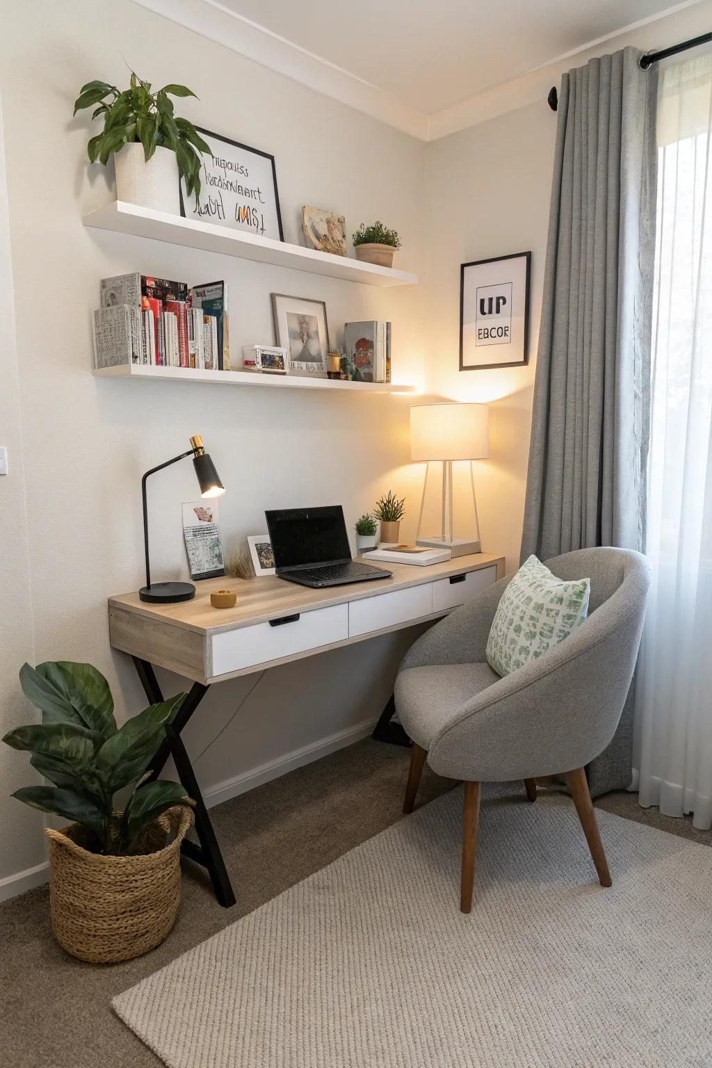 Make the most of space with a floating desk.