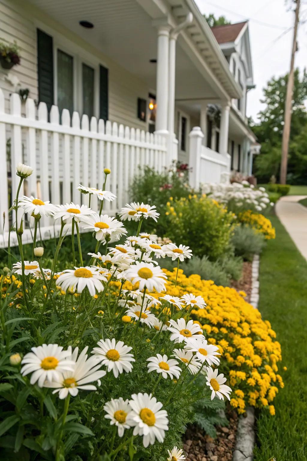 Daisies impart a cheerful and ageless charm to any front yard.