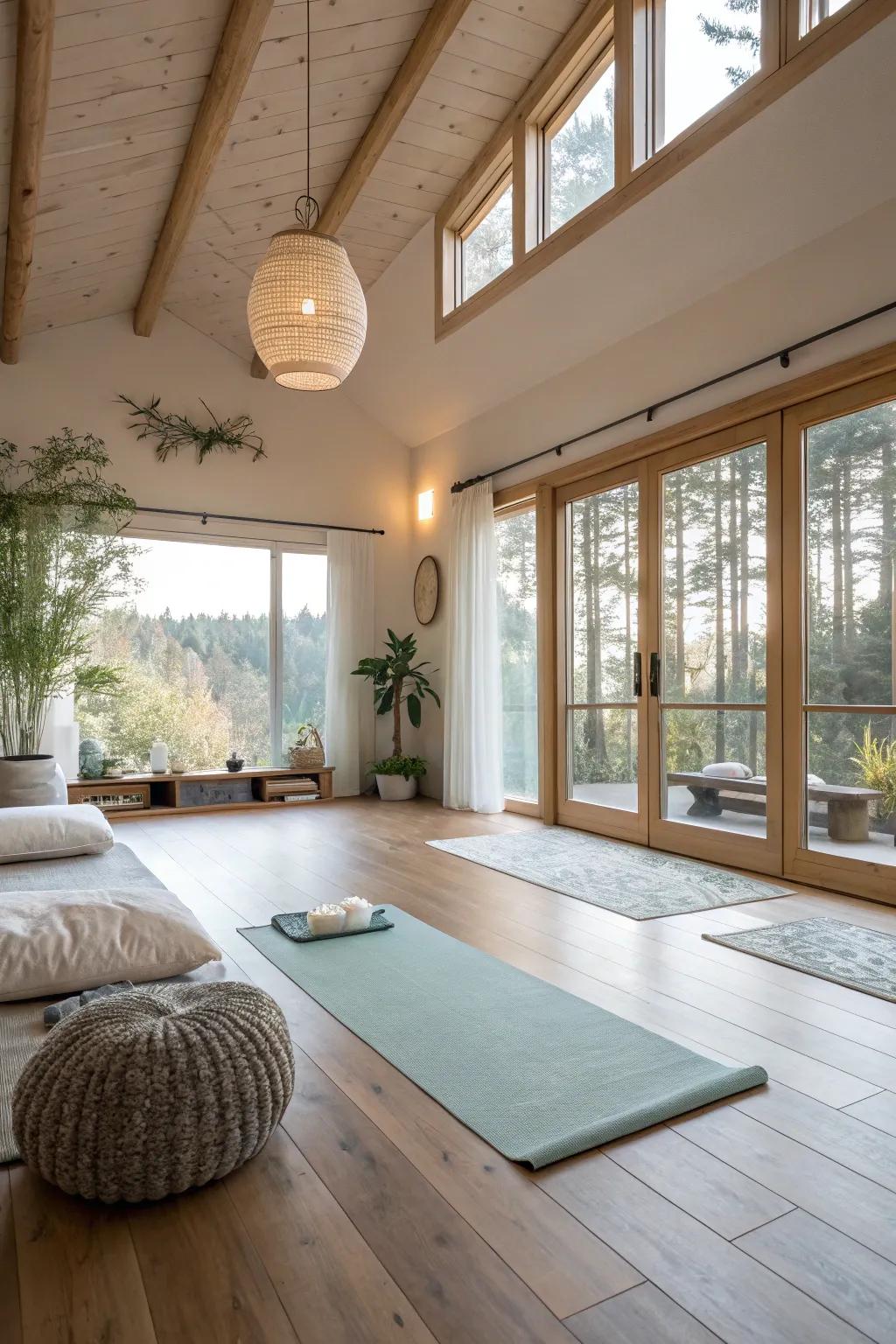 Timber flooring infuses refinement and warmth into your exercise space.