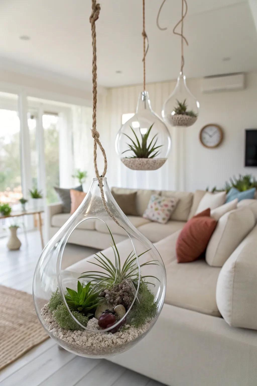 Modern and chic suspended crystal domes.