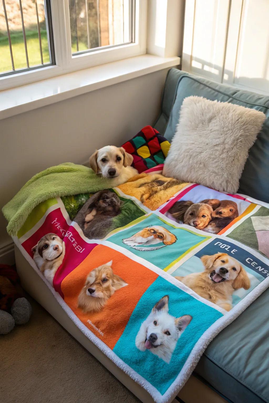 A pet lover's blanket: the ultimate way to snuggle up with your furry friend.