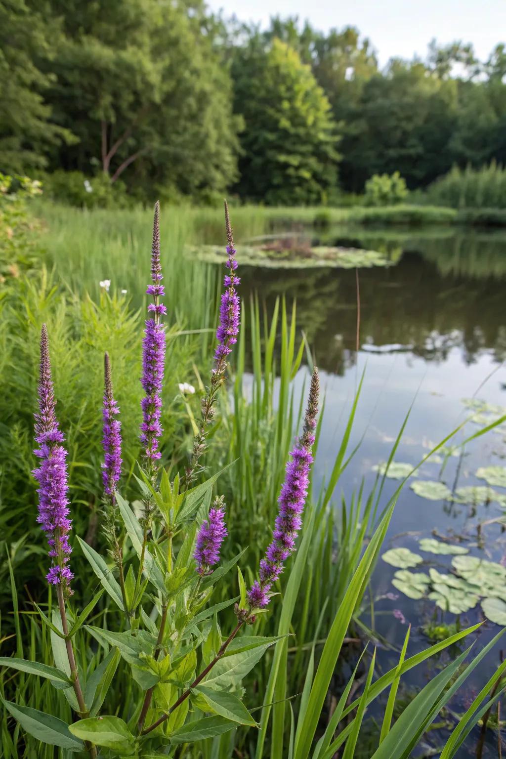 Violet Spires introduce height and vibrant color to your pond.
