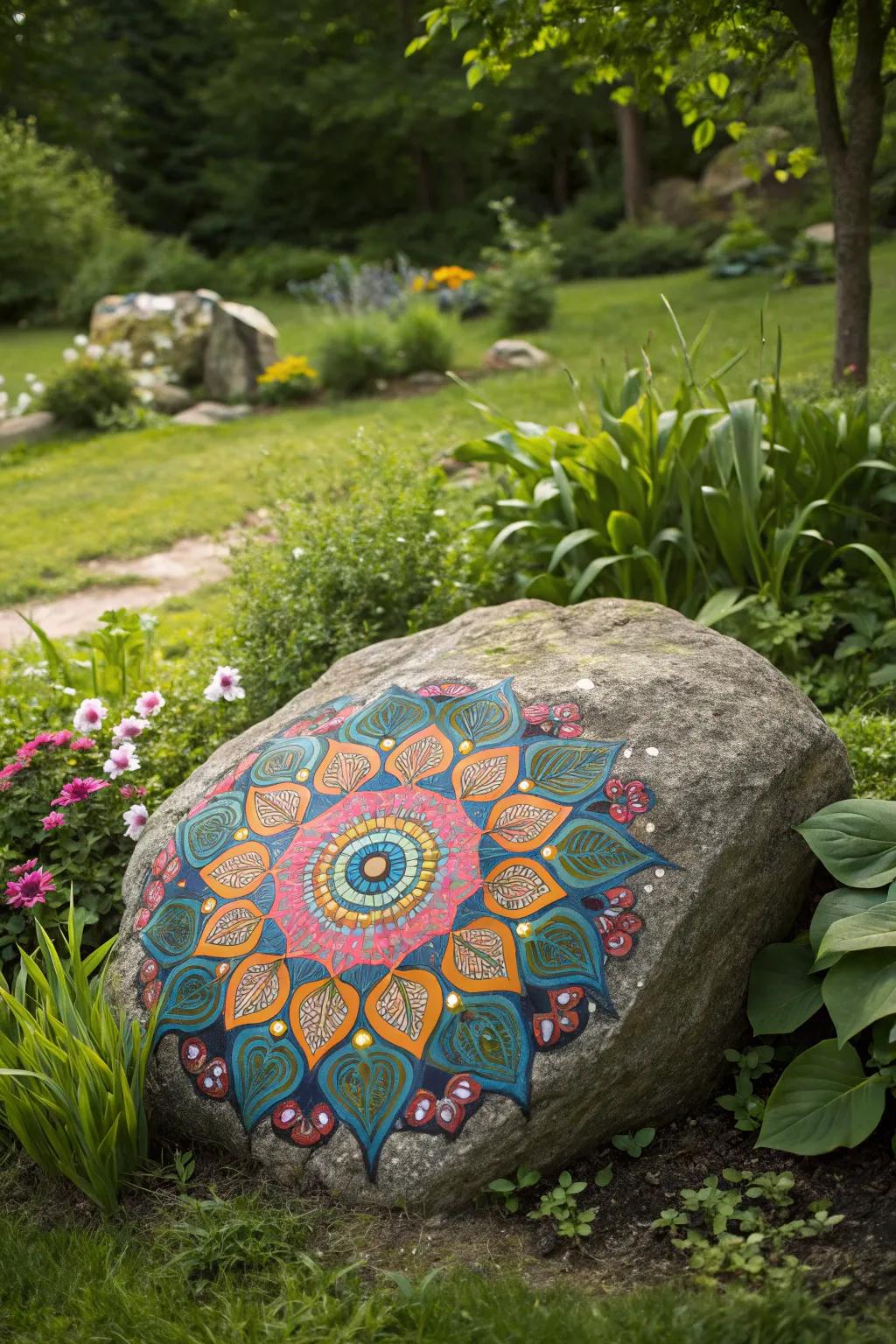 Add balance to your environment with mandala stone art.