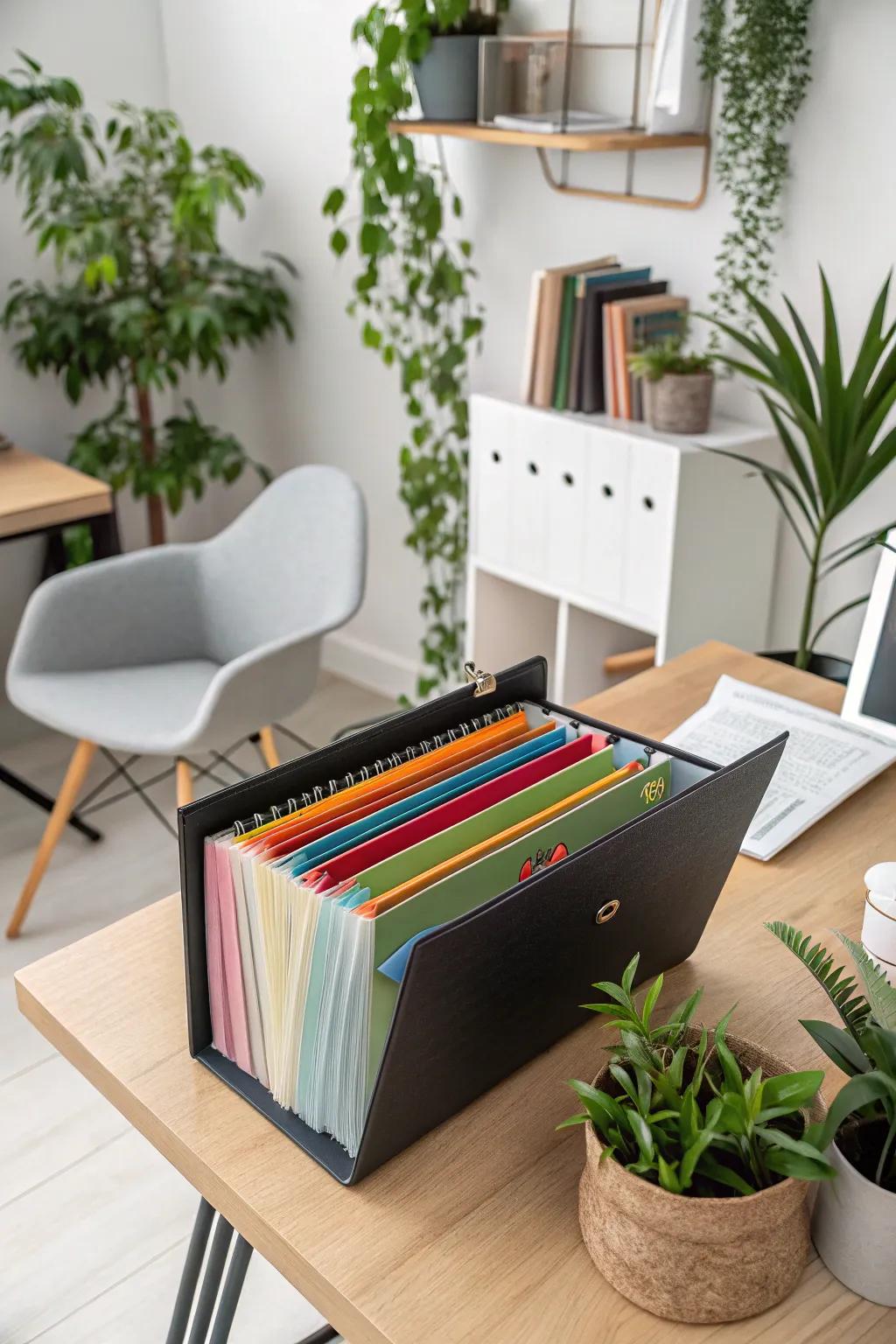 Categorized folders make sorting finances effortless.