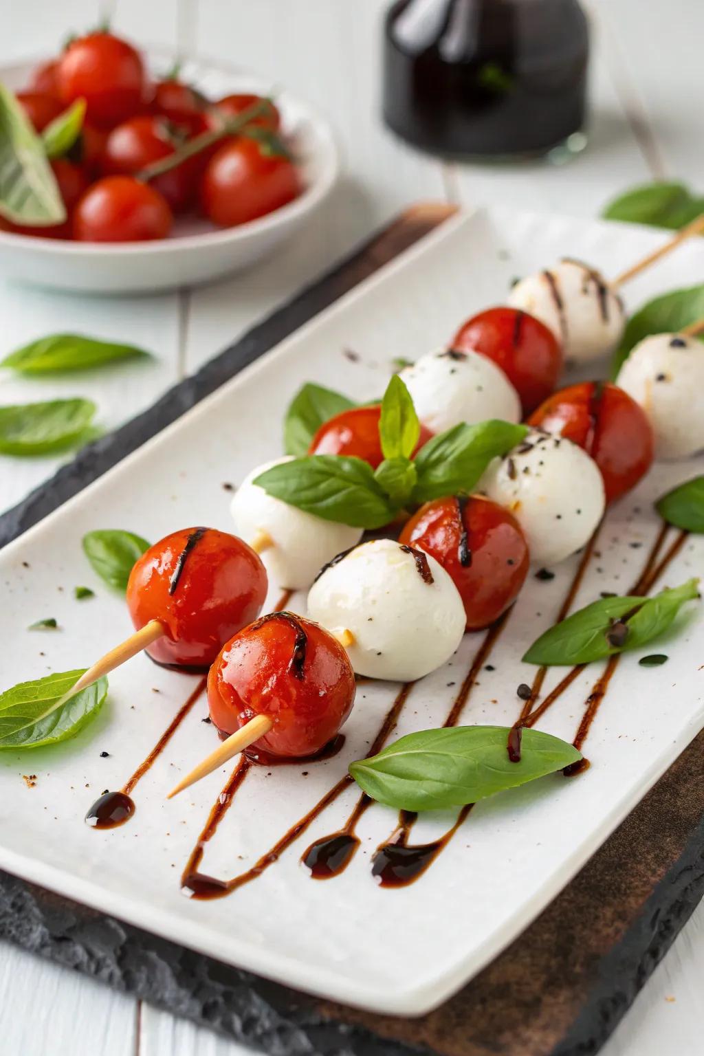 Caprese skewers, a fresh and elegant appetizer.