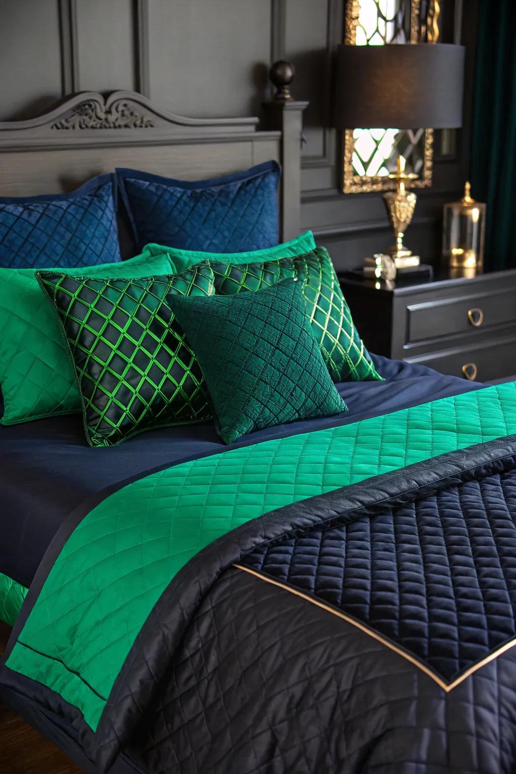 Establishing contrast through striking shades.