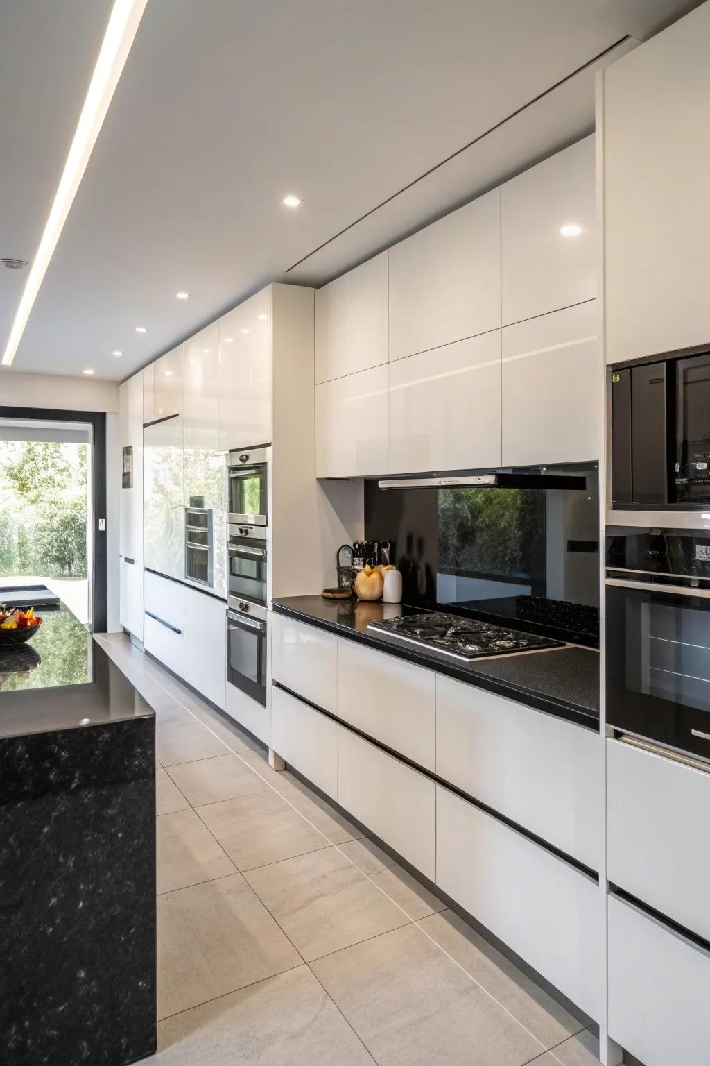 Merged devices with ebony countertops for a polished appearance.