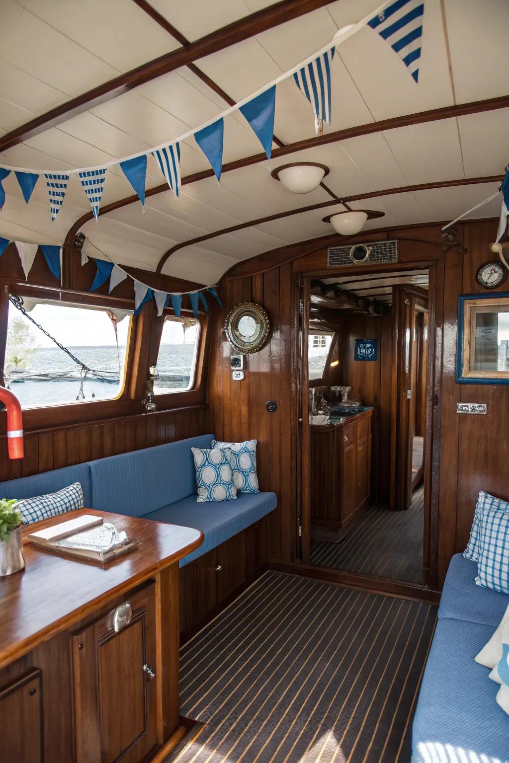 Maritime materials and finishes create a timeless aesthetic.