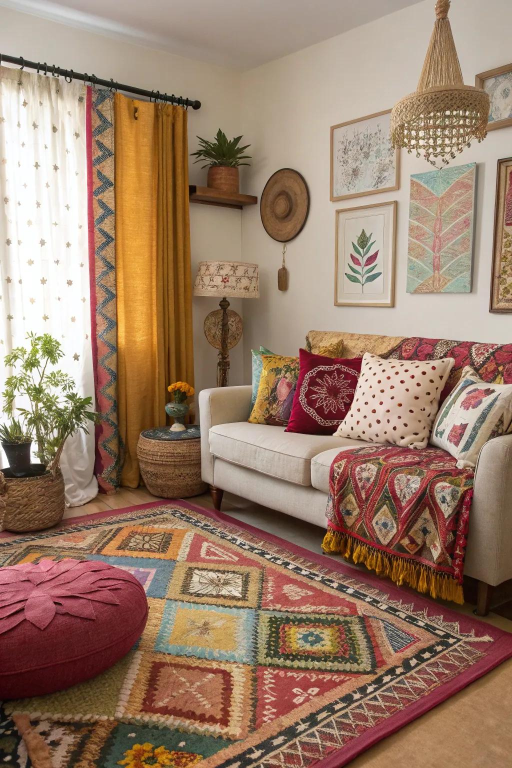 A spirited unification of patterns and hues.