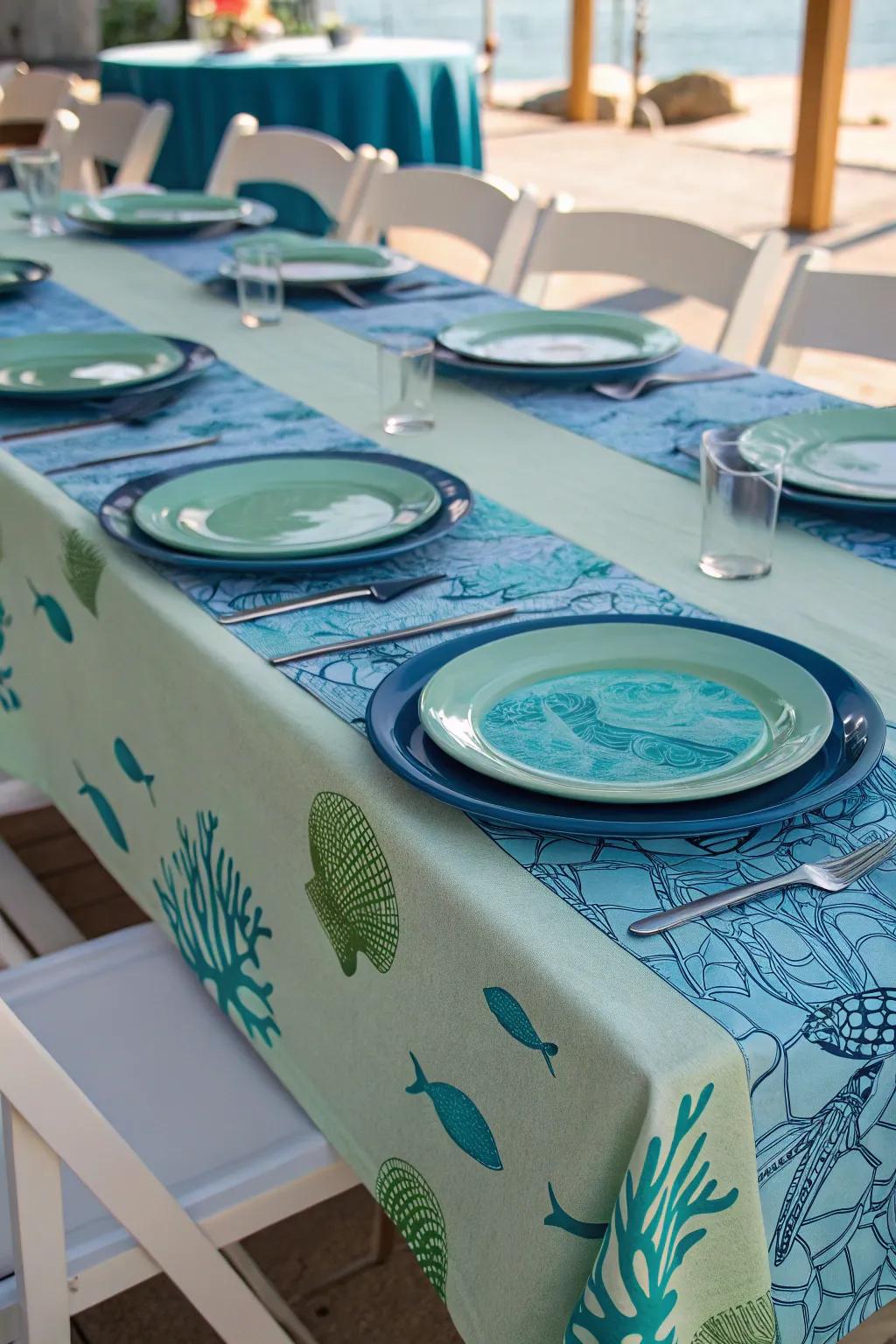 A table setting encouraging visitors to dine submerged in the sea.
