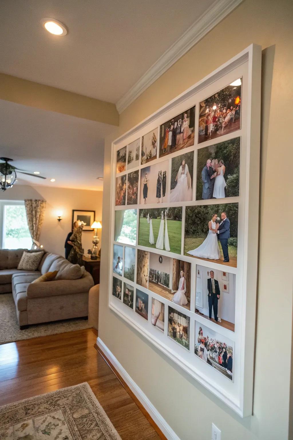 A compilation casing encapsulating myriad wedding moments in one artistic display.