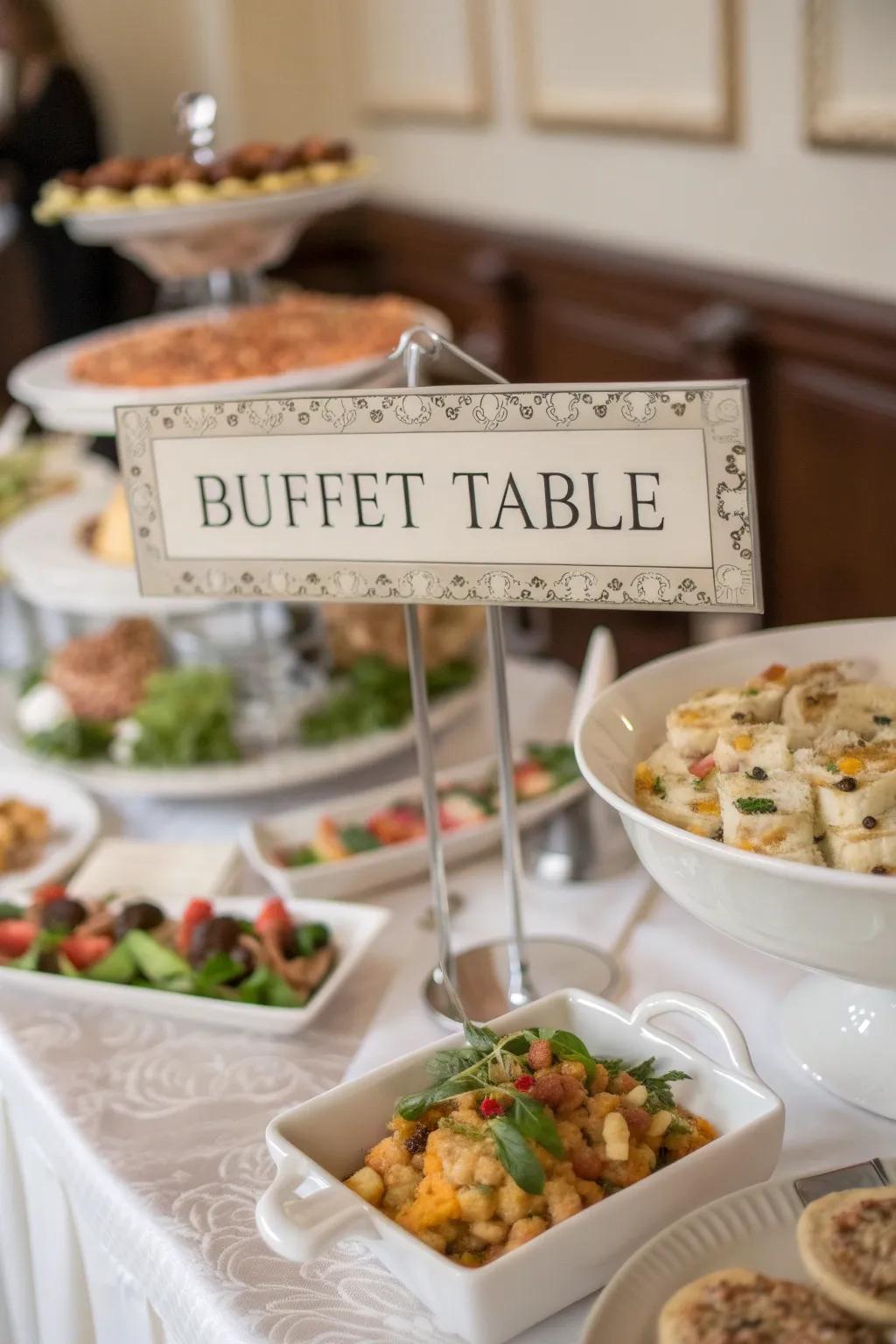 Personalized labels add a thoughtful touch to your buffet.