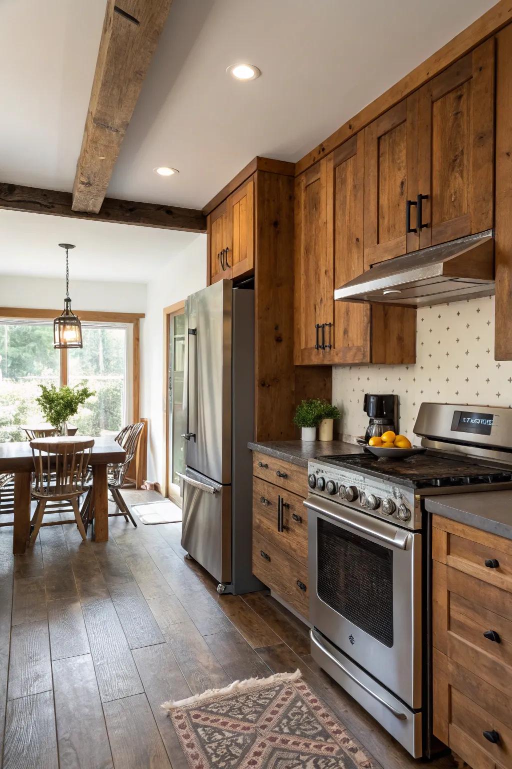 A harmonious combination of modern and country aspects in a bungalow kitchen.