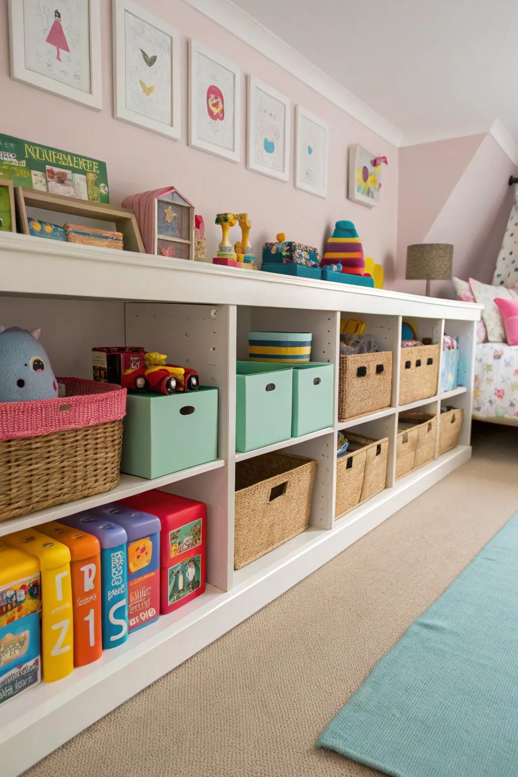 Under-bed fixtures deliver discreet storage solutions.