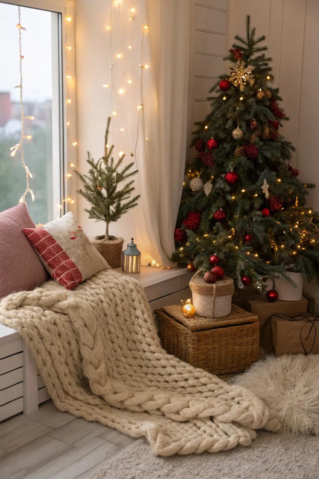 Fabrics bring about a snug setting that perfectly harmonizes with the spirit of the holidays.