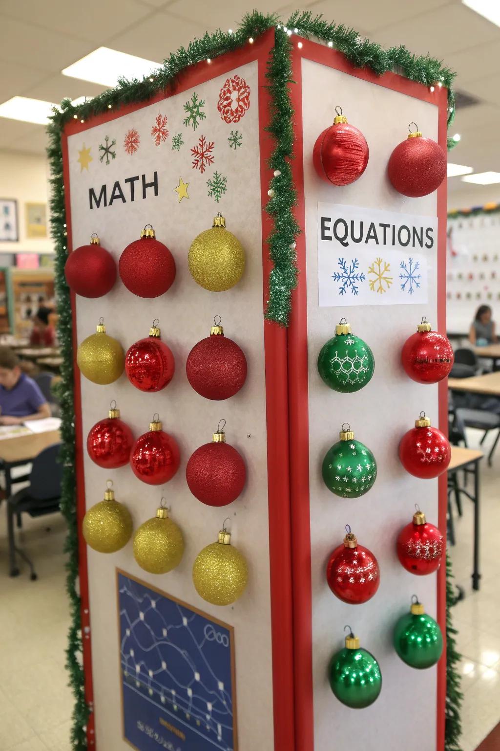 Equation ornaments make math joyous.