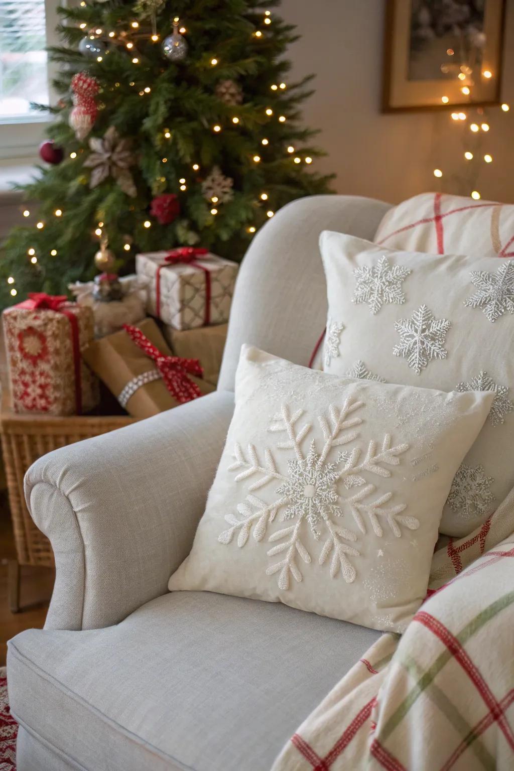 Glacial crystal appliques incorporate an element of wintry enchantment indoors.