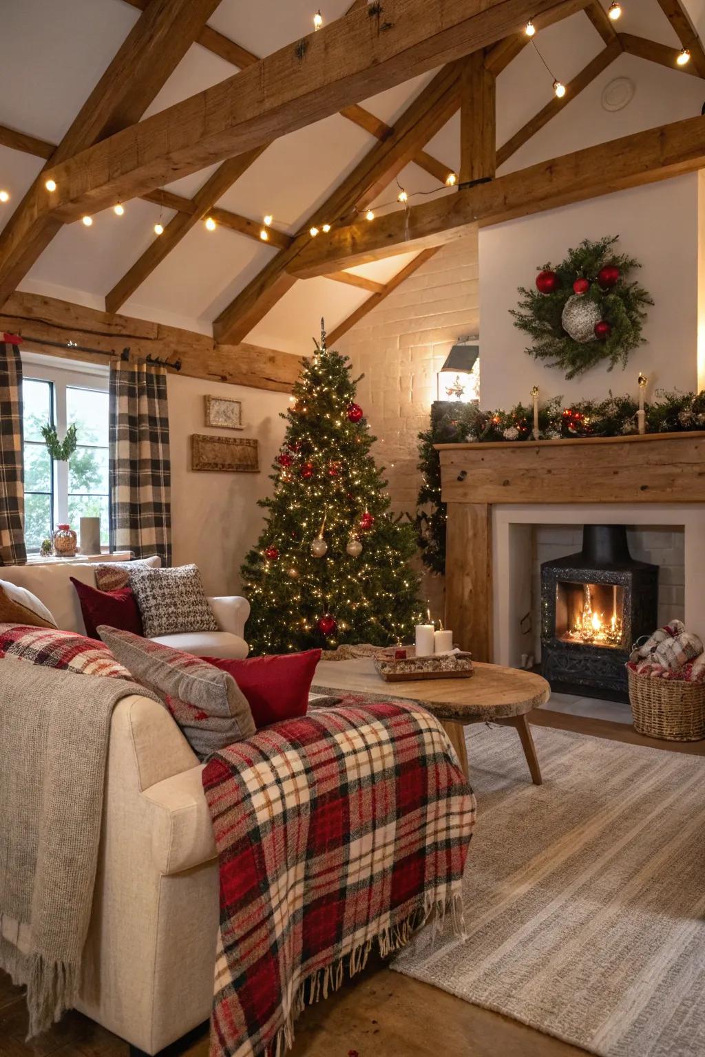 Woodland retreat allure featuring snug yuletide decorations.