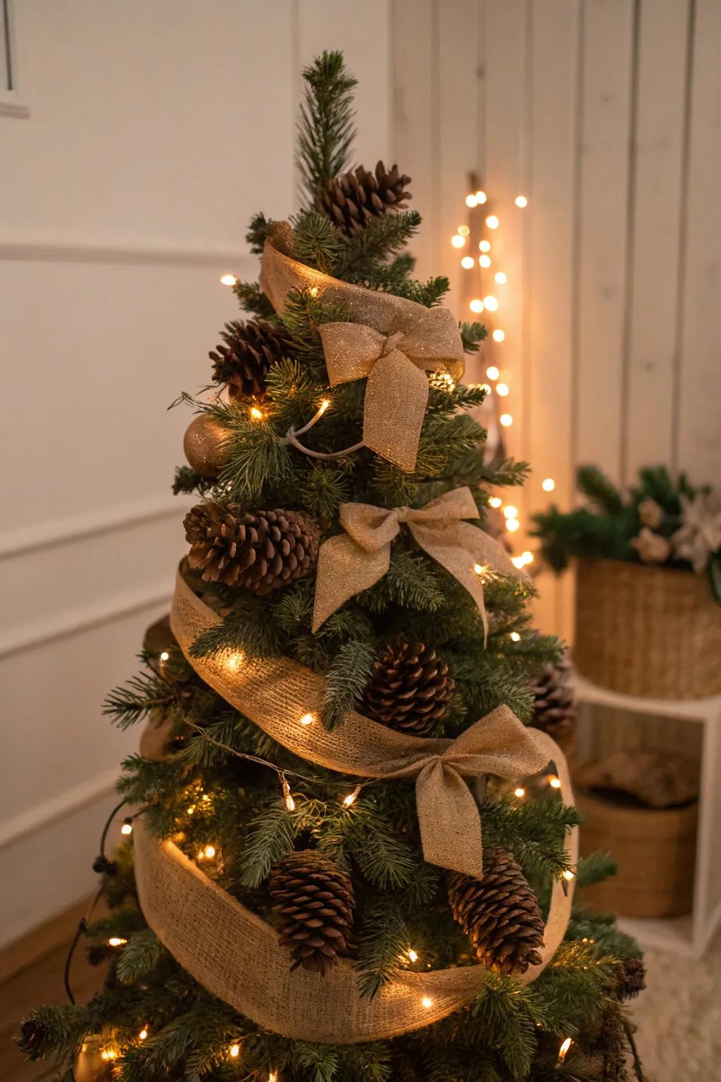 A rustic tree showcasing earthy components and balmy hues.