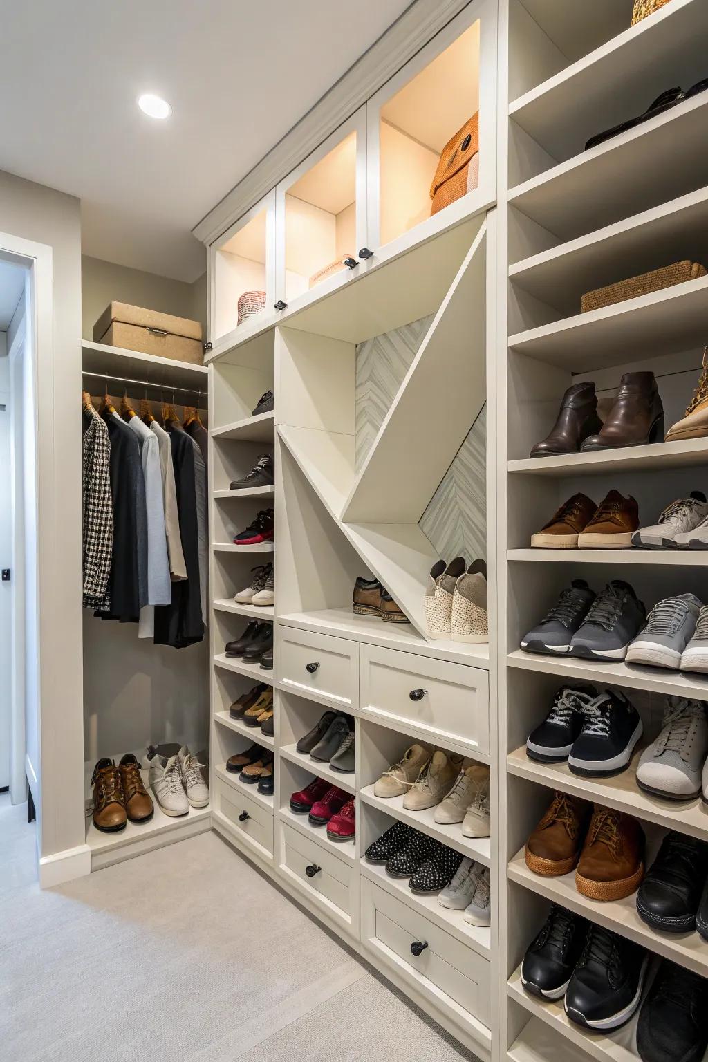 Footwear storage meticulously conceived to exhibit and arrange your footwear assemblage flawlessly.