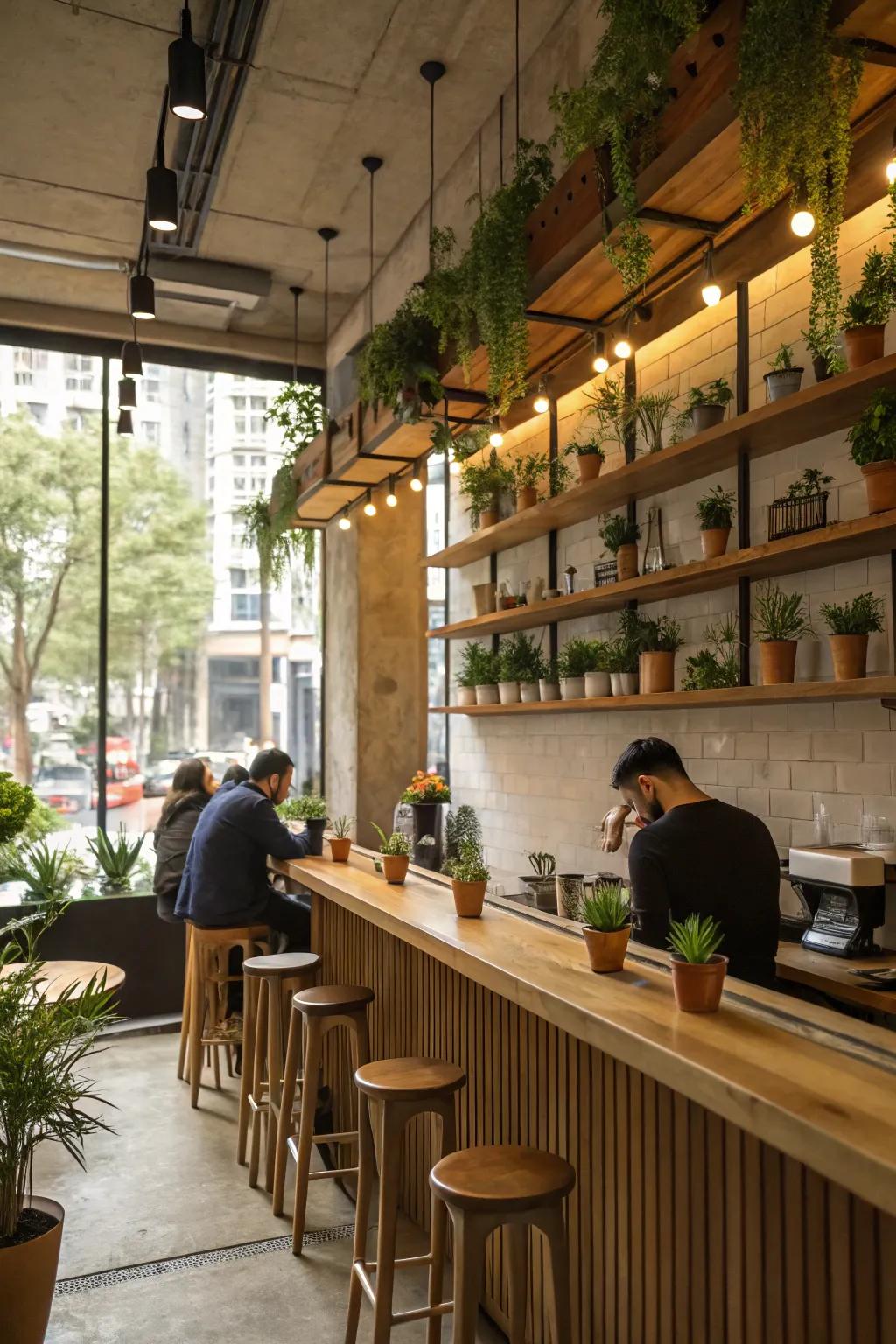 Plants create a lively and fresh atmosphere in your coffee corner.