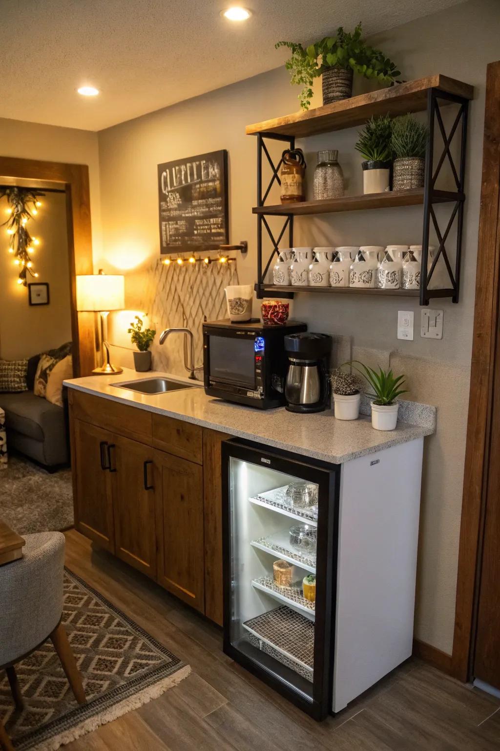 A stylish coffee hideaway featuring personalized accents.