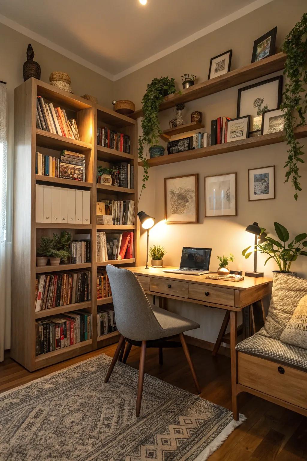 An inviting corner area ideal for focused work.