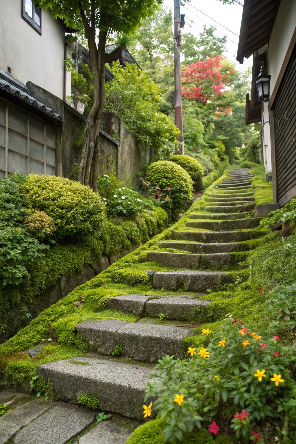 Greenery accentuates the natural allure of concrete.