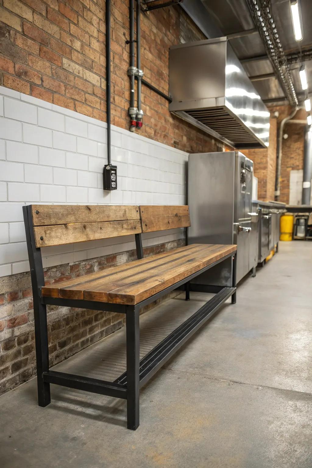 Industrial chic: A harmonious mix of metal and wood.