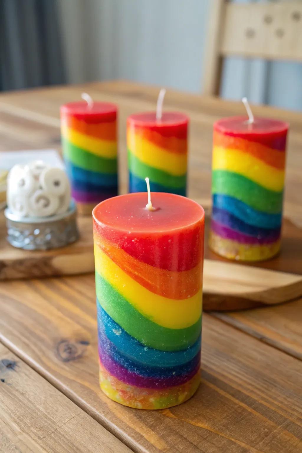 Spectrum wax pour candles deliver a vibrant splash of color.
