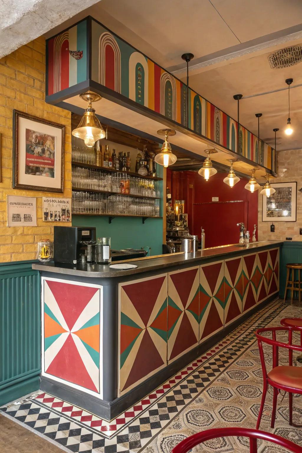 Impart a spirited retro atmosphere to your home bar.