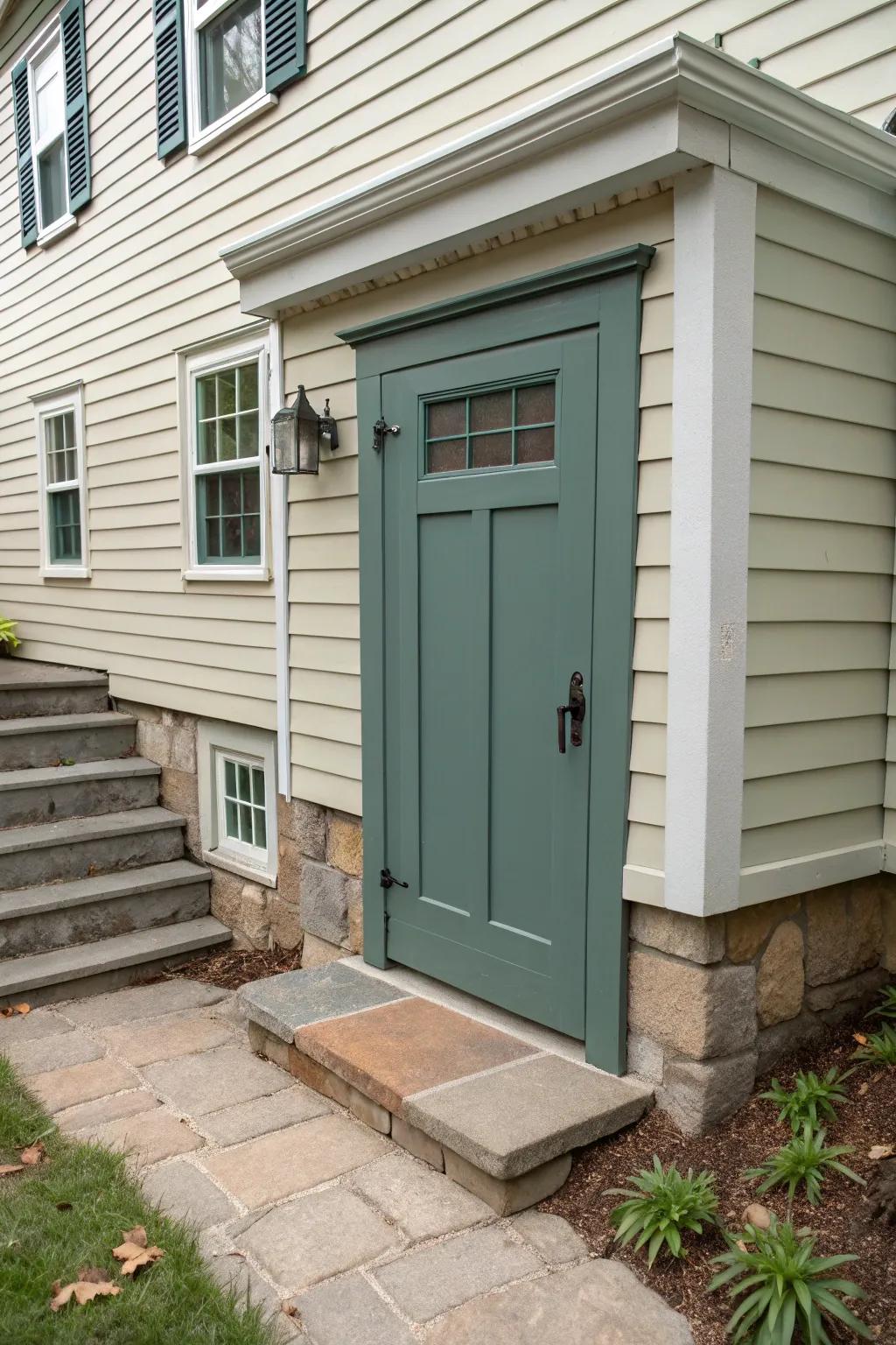 A bespoke hue application on your crawl space door can unify your home's style.