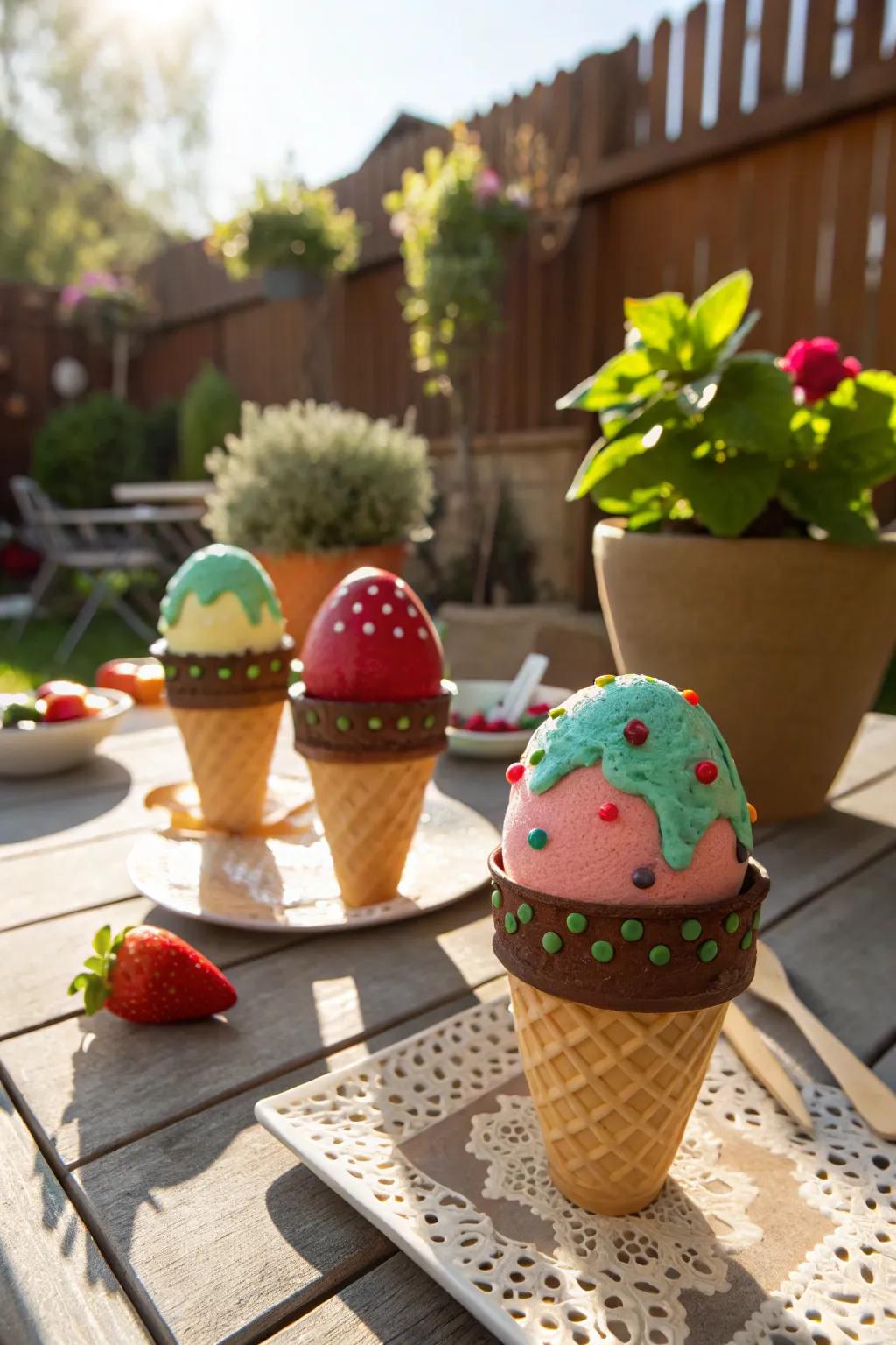 Eggs changed into tasty frozen desserts, best for summer decorating.