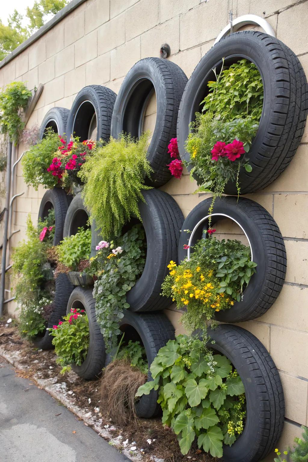 Innovative upright ring sanctuary bringing a wall to life with plants.