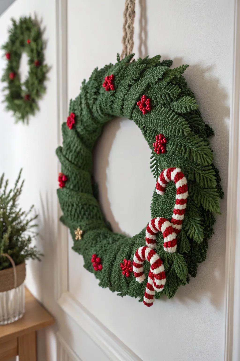 Embrace the holiday spirit with this delightful crochet Christmas wreath, a seamless blend of sophistication and handmade warmth.
