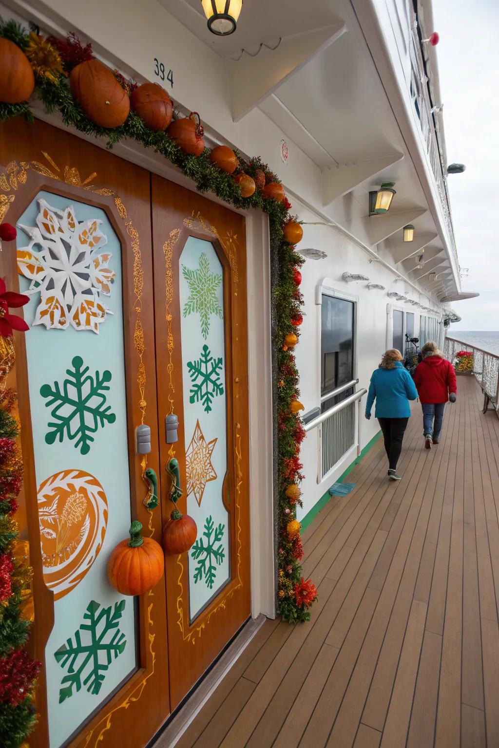 With festive door decorations, you can bring seasonal joy to your cruise.