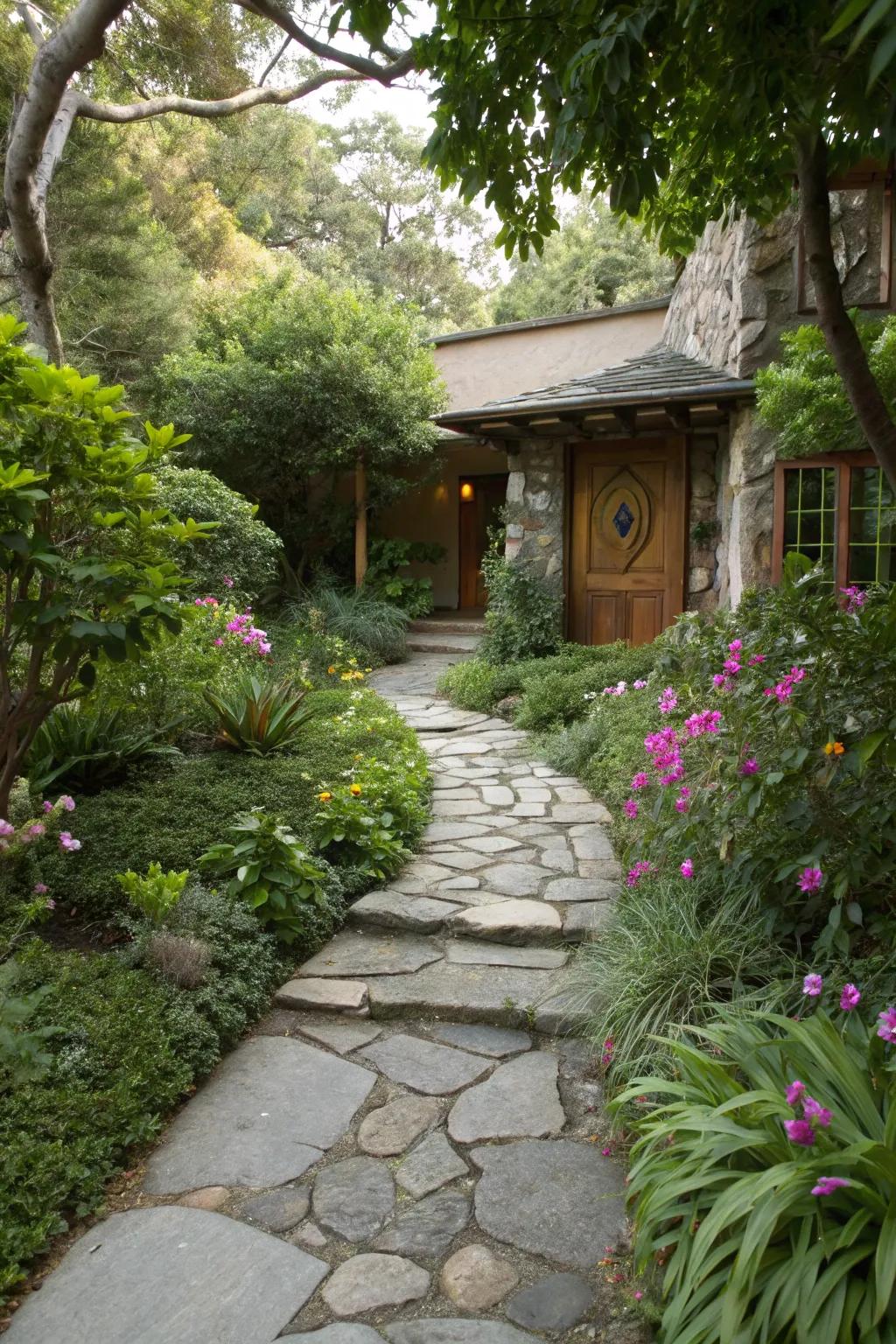 Well-defined pathways hospitably welcome visitors.