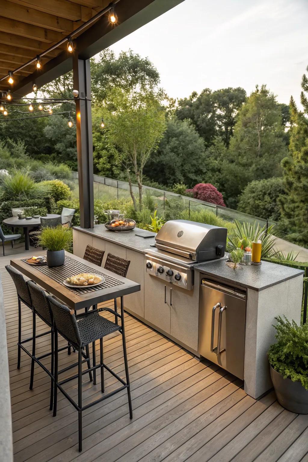 Cook and entertain in elegance with a fully-equipped outdoor kitchen.